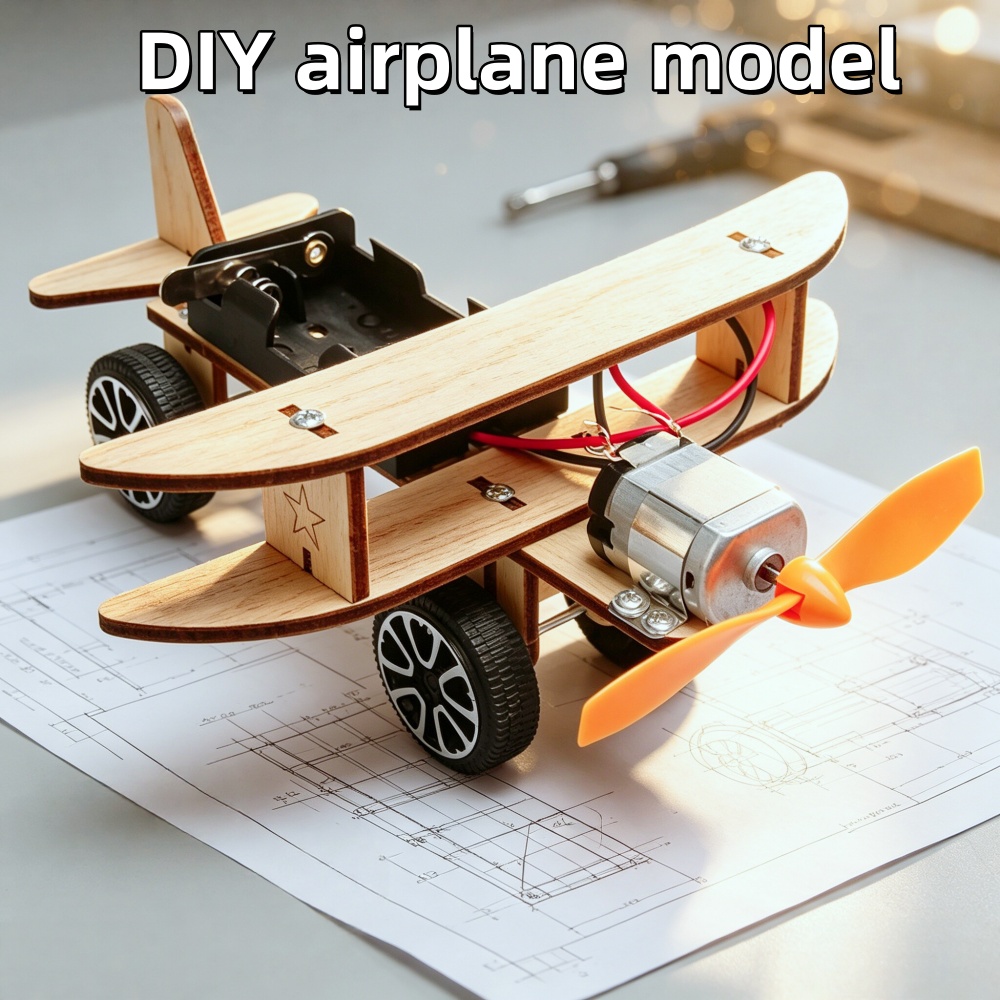 Science Hobby Kit - طائرة شراعية كهربائية خشبية قابلة للتجميع